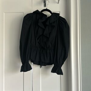 Ulla Johnson black puff sleeve top